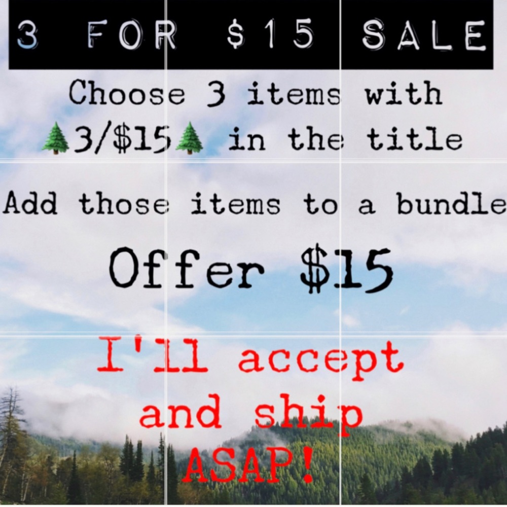 New 3/$15 sale! Bundle and save!